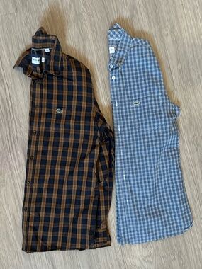 Bundle of 2 Lacoste Men's  Plaid Button-Down Shirts